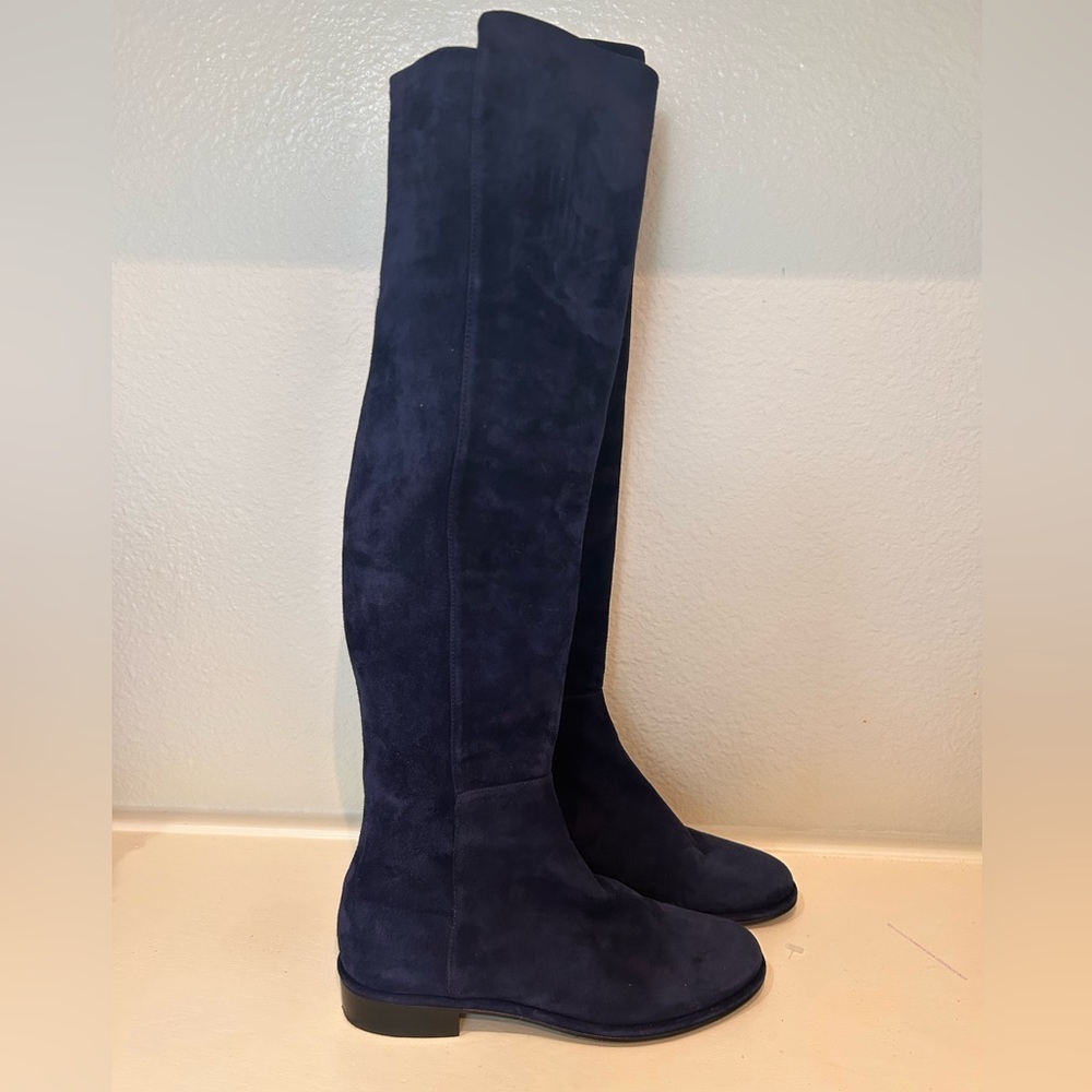 Stuart Weitzman Greer city blue suede knee high winter fall preppy long boots - Picture 3 of 10